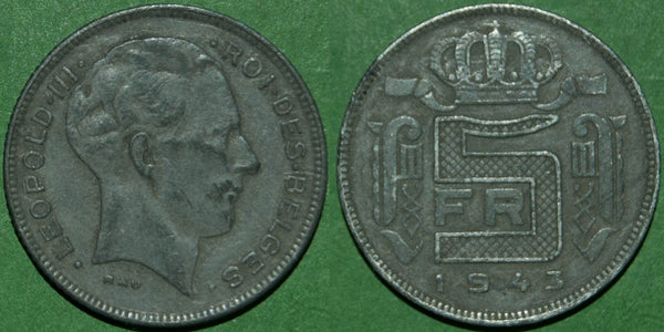 Belgium 1943 Five Francs