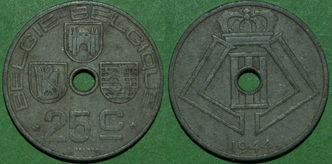 Belgium 1944 Twenty Five Cents