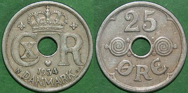 Denmark 1934 Twenty Five Ore