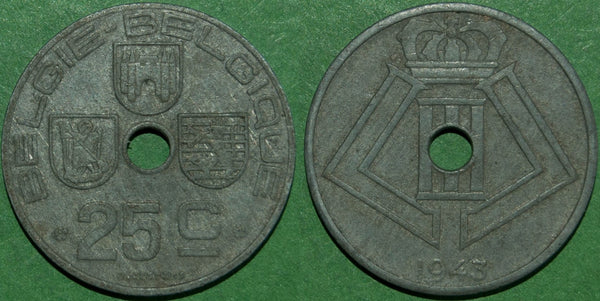 Belgium 1943 Twenty Five Cents