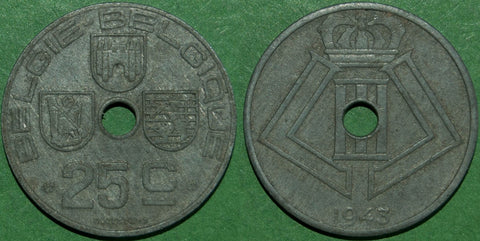 Belgium 1943 Twenty Five Cents