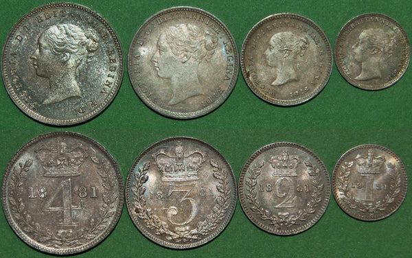 Image of an 1881 Maundy Set of coins