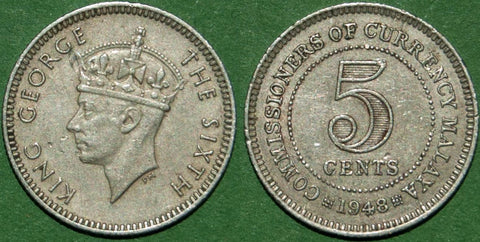 Malaya 1948 Five Cents