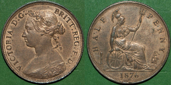 Image of an 1876 halfpenny coin