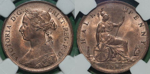 1882H Halfpenny, NGC MS64RB