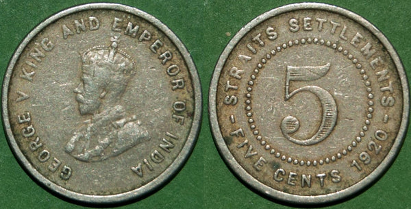 Straits Settlements 1920 Five Cents