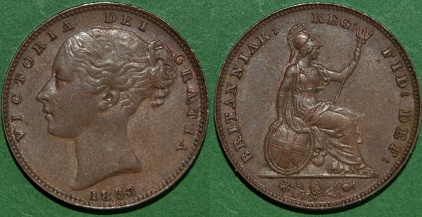 1853 Farthing, ww Incuse
