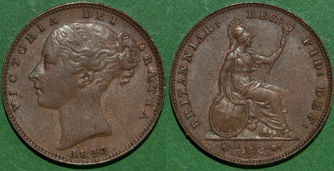 1853 Farthing, ww Incuse