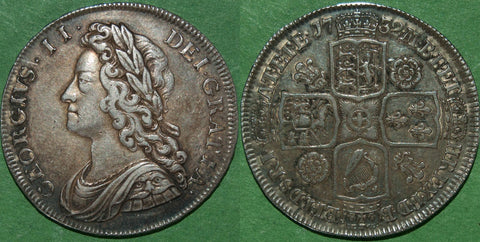 Image of a 1732 halfcrown coin.