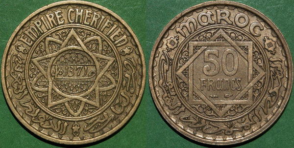 Morocco AH 1371 Fifty Francs