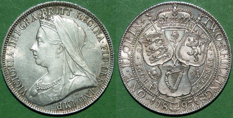 Image of a Victoria old head two shillings coin
