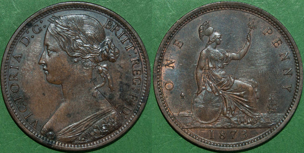 Victoria 1873 bun head penny