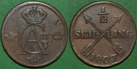 Sweden 1807 Half Skilling