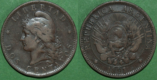 Argentina 1891 Two Centavos