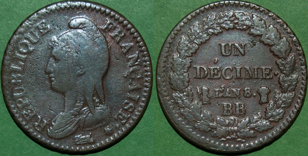 France L'An 8 BB Un Decime