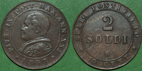 Italy Papal States 1867 Two Soldi