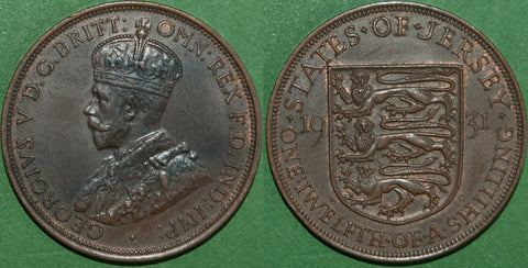 Image of a Jersey 1931 one twelfth of a shilling coin