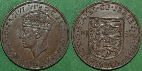 Image of a Jersey 1937 one twelfth of a shilling coin