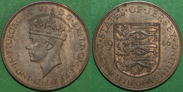 Image of a Jersey 1946 one twelfth of a shilling coin