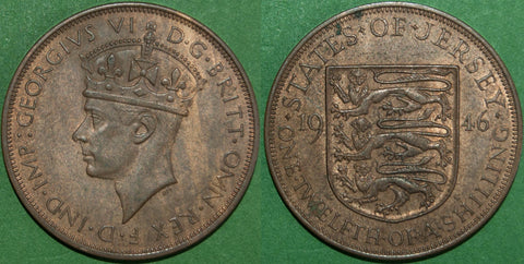 Image of a Jersey 1946 one twelfth of a shilling coin