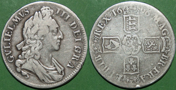 Image of a William III 1696 first bust crown coin
