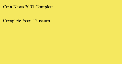 Coin News 2001 Complete