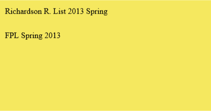 Richardson R. List 2013 Spring