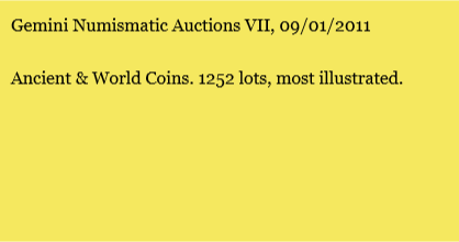 Gemini Numismatic Auctions VII, 09/01/2011