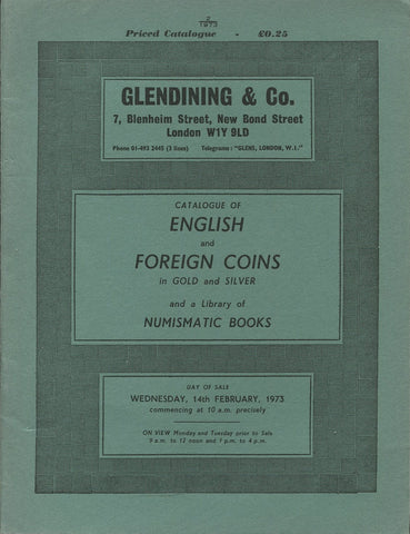 Glendining 14th February 1973, English & Foreign Coins, Books