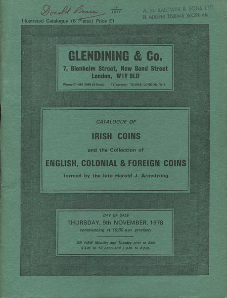 Glendining 9th November 1978, Irish Coins & Armstrong Collection