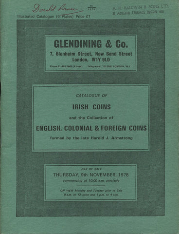 Glendining 9th November 1978, Irish Coins & Armstrong Collection