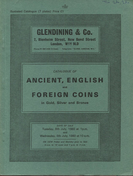Glendining 8-9th July 1980, Ancient, English & Foreign Coins