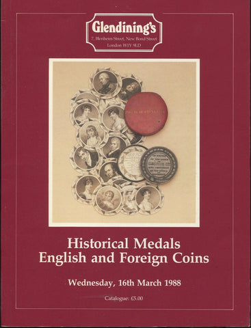 Glendining 16th March 1988, Medals, English & Foreign Coins