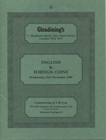 Glendining 23rd November 1988, English & Foreign Coins