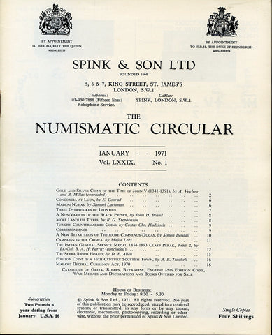 Spink Numismatic Circular, January 1971