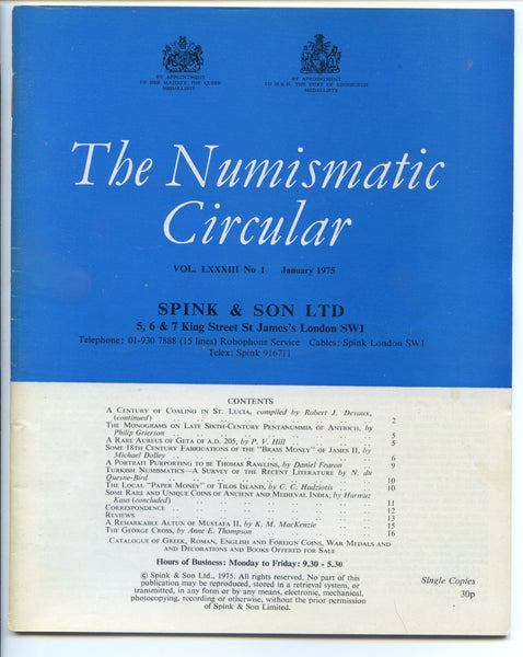 Spink Numismatic Circular 1975 - January