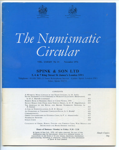 Spink Numismatic Circular 1976 - November