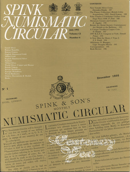 Cover image of the Spink Numismatic Circular for July 1993