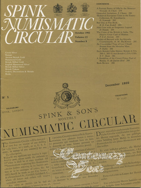 Cover image of the Spink Numismatic Circular for October 1993