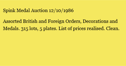 Spink Medal Auction 10/12/1986