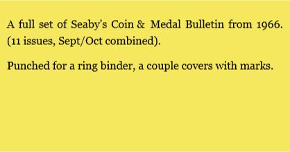 Seaby's Bulletin 1966 Complete