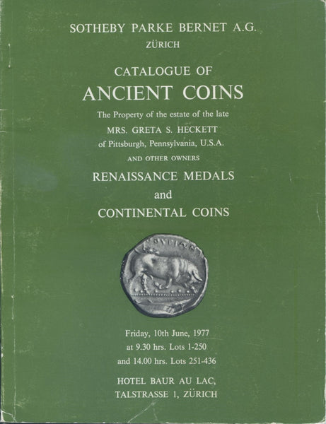 Sotheby Zurich 10/06/1977, Greta Heckett Collection of Ancient Coins