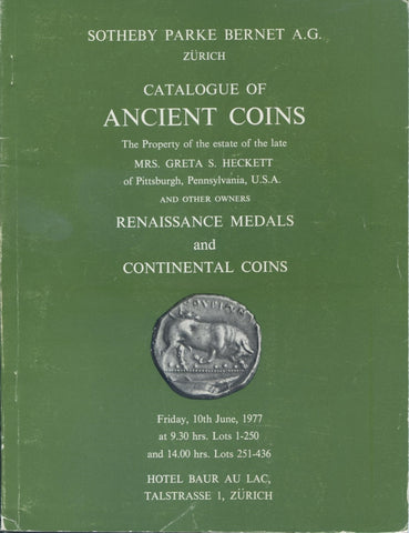Sotheby Zurich 10/06/1977, Greta Heckett Collection of Ancient Coins