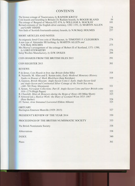 British Numismatic Journal vol. 85, 2015